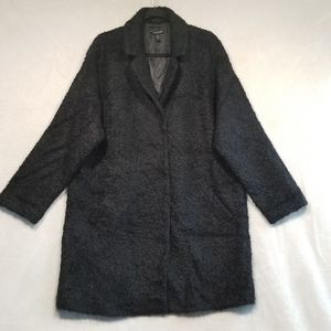 Eileen Fisher Large Sheared Suri Alpaca Blend Black Coat $698